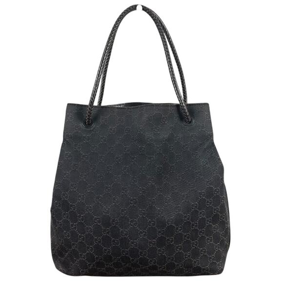 Gucci GG Web Monogram Brown Canvas Tote Bag with Braided Leather Strap (GGXX125) - Picture 1 of 16